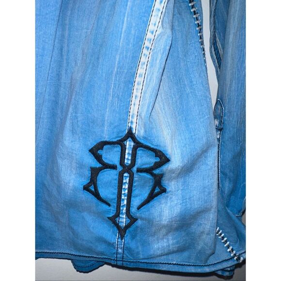 Roar Mens Foundation Edition Shirt XL Apex Button Long Sleeve Blue Embroidered W - Picture 4 of 8